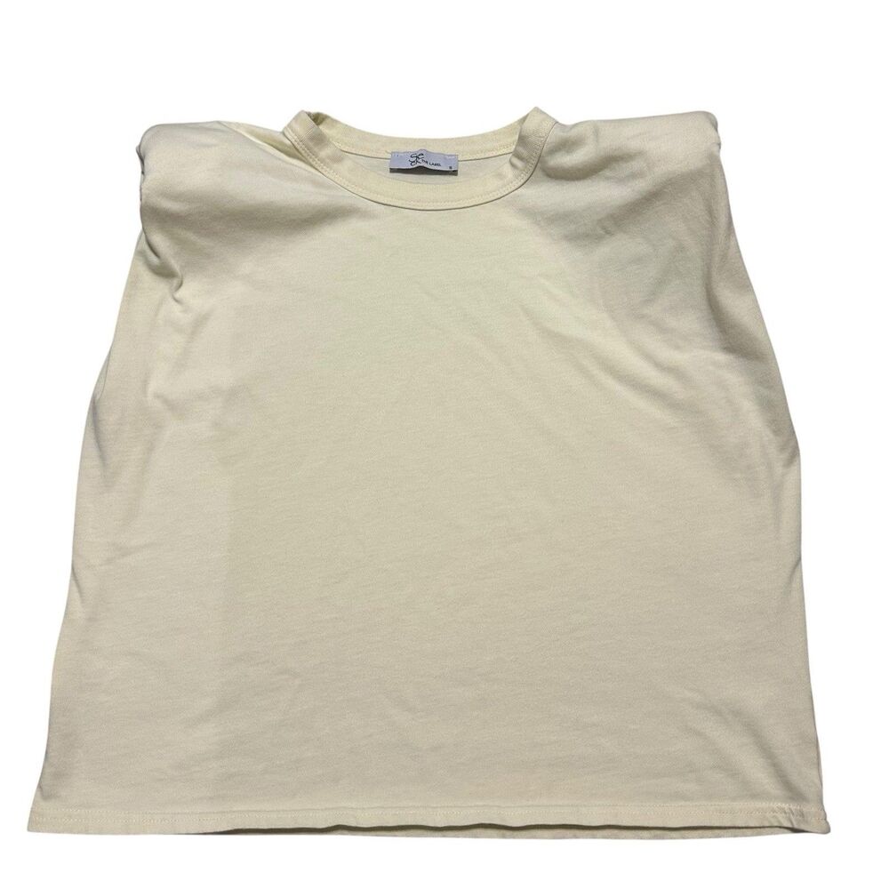 100% Cotton Butter Yellow Shoulder Padded Top 80s Style Wardrobe Staple Capsule
